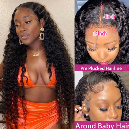 <transcy>Cranberry 13x4 Deep Wave Lace Front perruques de cheveux humains 180 densité perruques de cheveux péruviens</transcy>