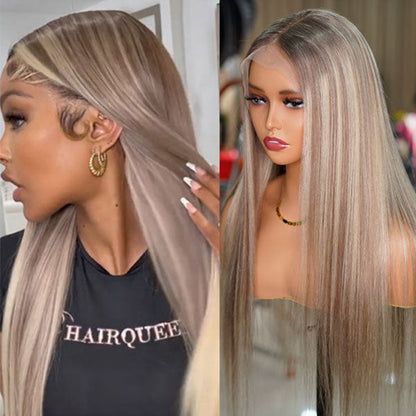 Cranberry #18 Blonde Colored Straight Human Hair Lace Front Long Wigs