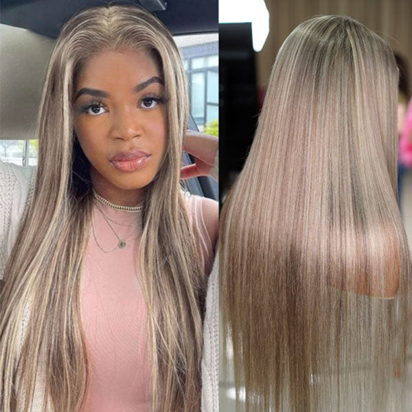 Cranberry #18 Blonde Colored Straight Human Hair Lace Front Long Wigs