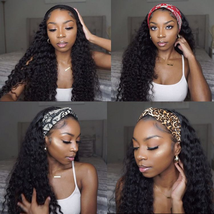 Cranberry Deep Wave Human Hair Wig Glueless Wig Brazilian Virgin Hair  Headband Wig 180% Density