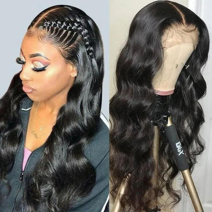 Klaiyi Brazilian 12A Body Wave 13x4 HD Lace Front Wig Glueless Virgin Human Hair Wigs 180% Density