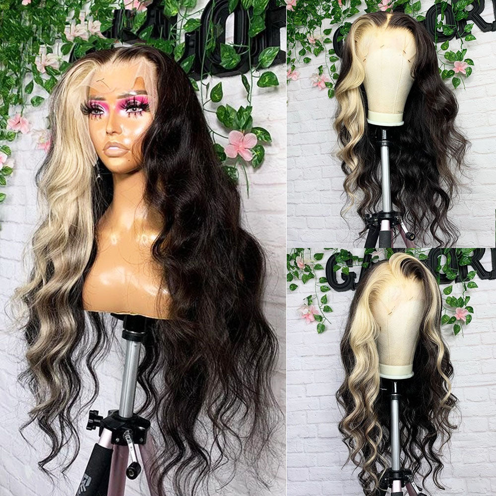 Cranberry Highlight 13x4 Lace Front Human Hair Wigs 613 Blonde Body Wave Colored Wig