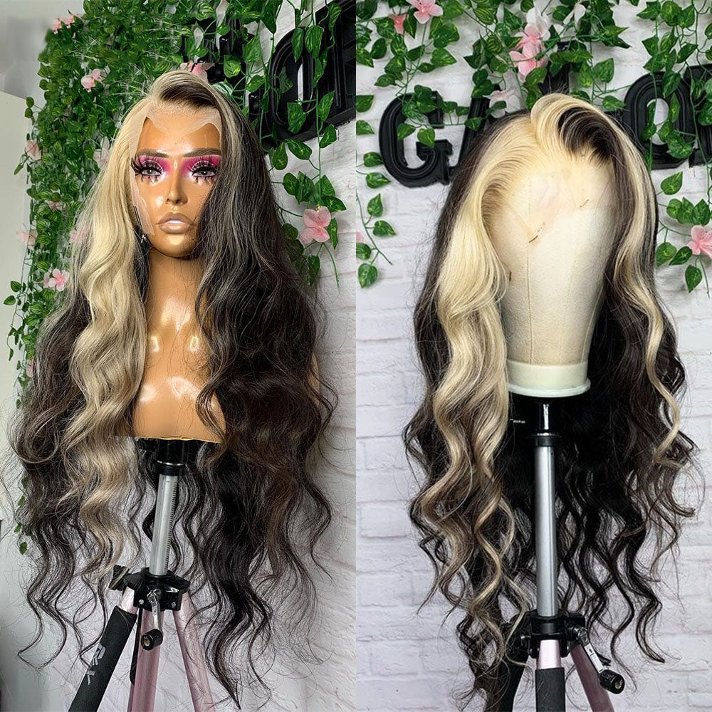 Cranberry Highlight 13x4 Lace Front Human Hair Wigs 613 Blonde Body Wave Colored Wig