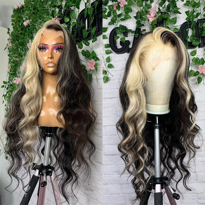 Cranberry Highlight 13x4 Lace Front Human Hair Wigs 613 Blonde Body Wave Colored Wig