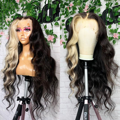 Cranberry Highlight 13x4 Lace Front Human Hair Wigs 613 Blonde Body Wave Colored Wig