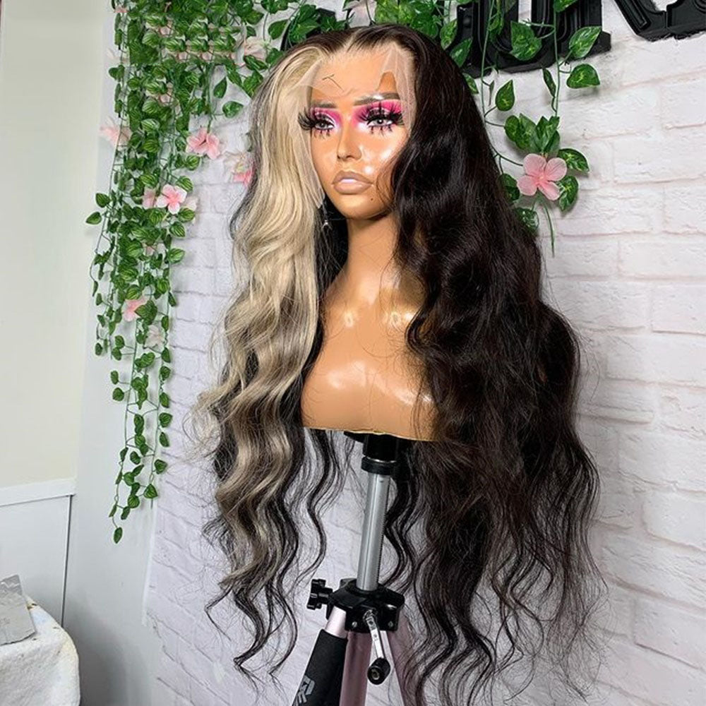 Cranberry Highlight 13x4 Lace Front Human Hair Wigs 613 Blonde Body Wave Colored Wig