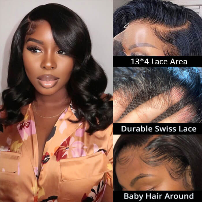 Cranberry Body Wave Short bob Wigs 13x4 Lace Front Wigs Human Hair 100% Real Human Hair Wig Pre Plucked