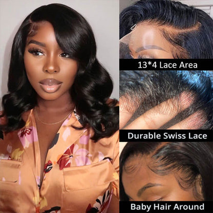 Cranberry Body Wave Short bob Wigs 13x4 Lace Front Wigs Human Hair 100% Real Human Hair Wig Pre Plucked