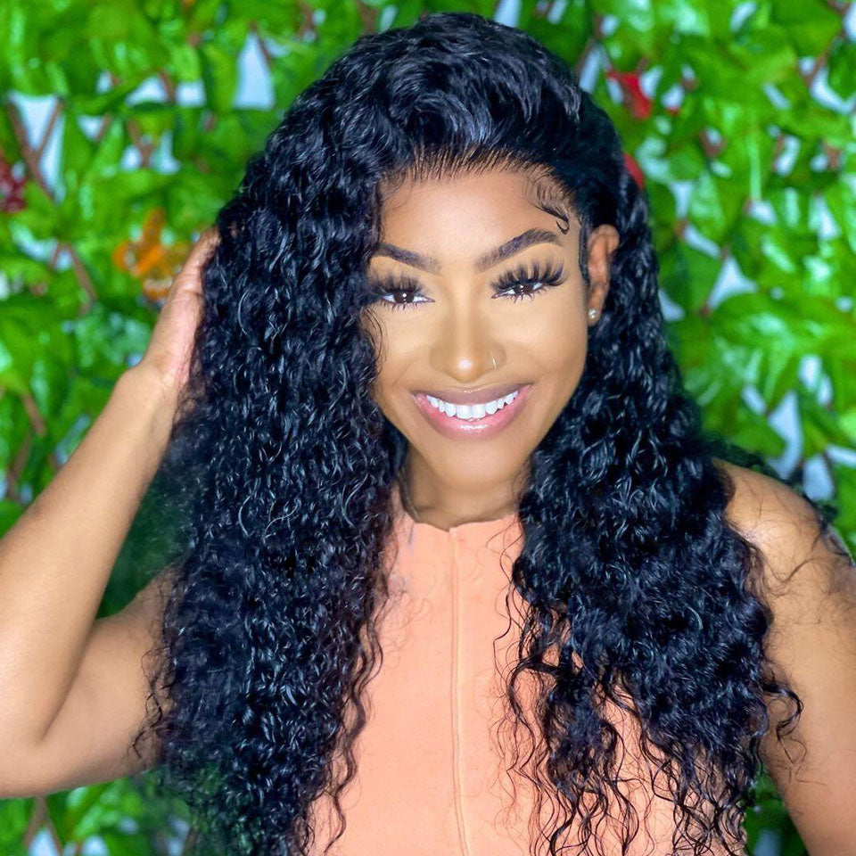 12A Cranberry Water Wave Real 13X4 Swiss HD Lace Frontal 16-36 inches Natural Black Long Wig