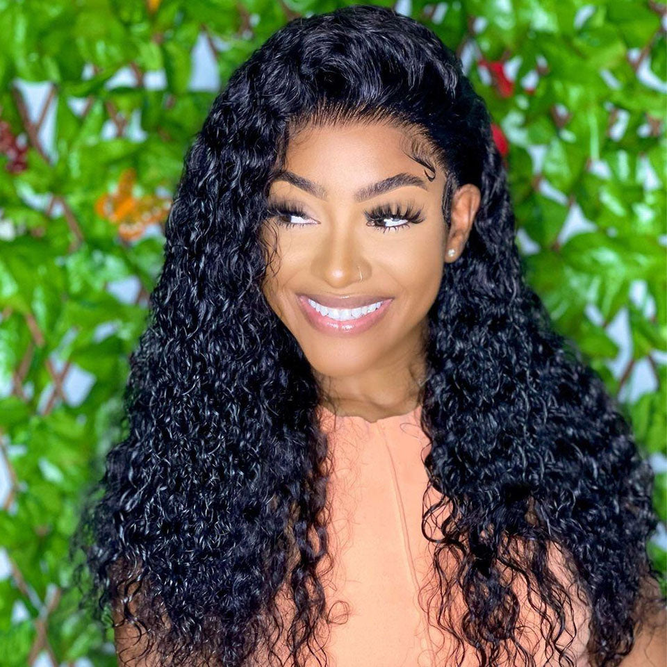 12A Cranberry Water Wave Real 13X4 Swiss HD Lace Frontal 16-36 inches Natural Black Long Wig