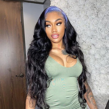 Cranberry 13x6 Loose Deep Wave Wigs For Women Blue Roots Ombre Colored HD Transparent Lace Frontal Wigs Human Hair Preplucked