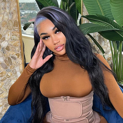 Cranberry 13x6 Loose Deep Wave Wigs For Women Blue Roots Ombre Colored HD Transparent Lace Frontal Wigs Human Hair Preplucked