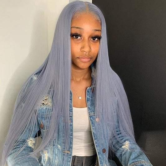 Cranberry 13X4 Lace Frontal Wig Remy Bone Straight Wigs Silver Grey Human Hair For Women Pre Plucked Transparent Lace Wigs
