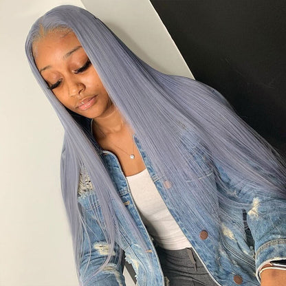 Cranberry 13X4 Lace Frontal Wig Remy Bone Straight Wigs Silver Grey Human Hair For Women Pre Plucked Transparent Lace Wigs