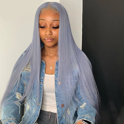 Cranberry 13X4 Lace Frontal Wig Remy Bone Straight Wigs Silver Grey Human Hair For Women Pre Plucked Transparent Lace Wigs