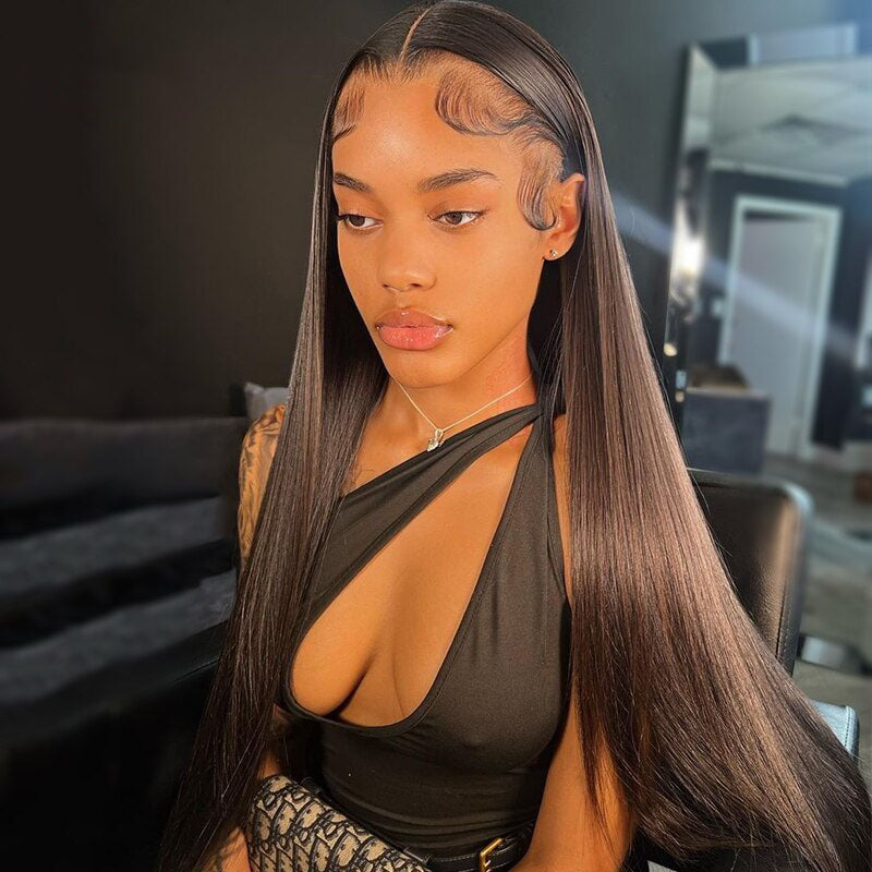 Cranberry Purple with Pink Straight Human Hair Wigs Transparent Brazilian 13x4 Lace Frontal wig 5x5 lace Closure Wig Pre Plucked