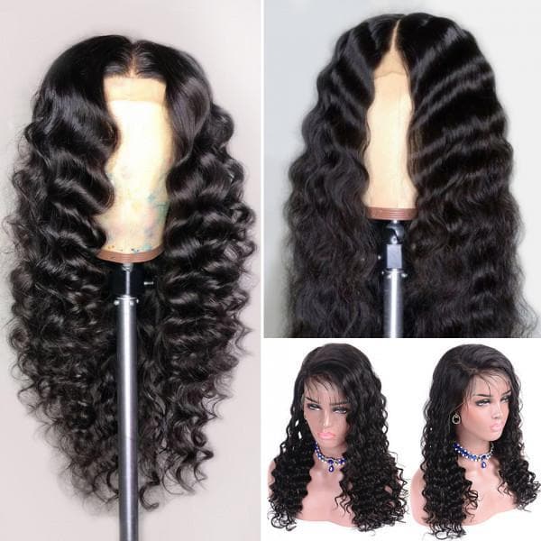 Cranberry Malaysian 4x4Inch Lace Closure Human Hair Wigs Loose Deep Remy Hair Wigs Natural Color - Cranberry Hair