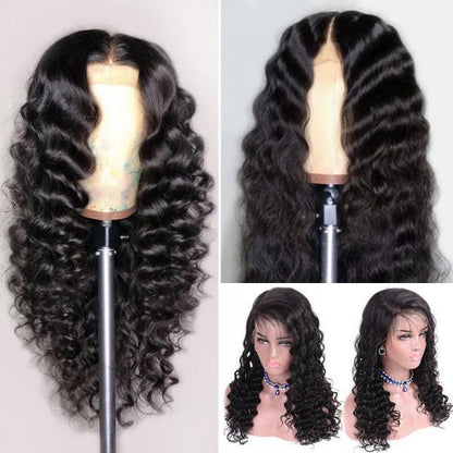 Cranberry Malaysian 4x4Inch Lace Closure Human Hair Wigs Loose Deep Remy Hair Wigs Natural Color - Cranberry Hair