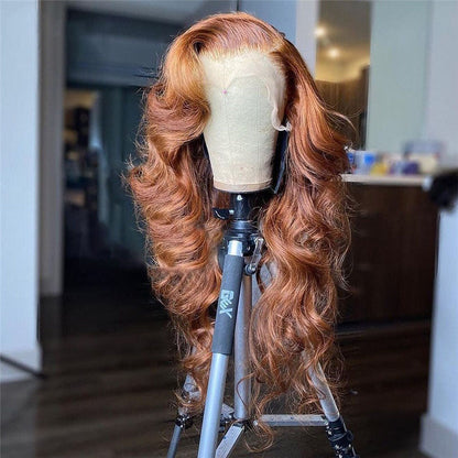 Cranberry Ginger Brown Body Wave Wigs Brazilian Human Hair Wigs Pre Plucked 13x4 Lace Frontal Wigs