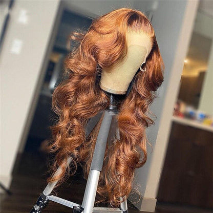 Cranberry Ginger Brown Body Wave Wigs Brazilian Human Hair Wigs Pre Plucked 13x4 Lace Frontal Wigs