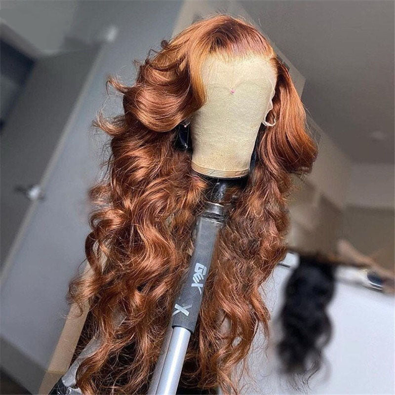 Cranberry Ginger Brown Body Wave Wigs Brazilian Human Hair Wigs Pre Plucked 13x4 Lace Frontal Wigs