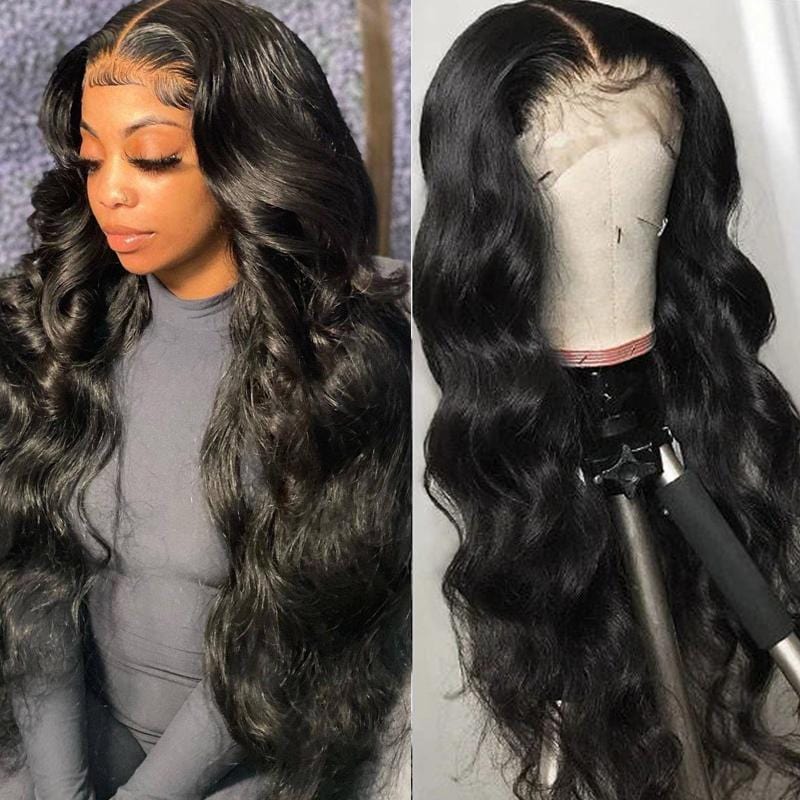 Klaiyi Brazilian 12A Body Wave 13x4 HD Lace Front Wig Glueless Virgin Human Hair Wigs 180% Density
