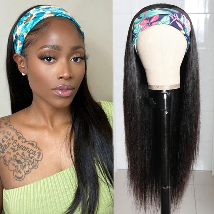Cranberry Straight Human Hair Wig Glueless Wig Brazilian Virgin Hair  Headband Wig 180% Density