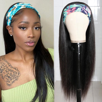 Cranberry Straight Human Hair Wig Glueless Wig Brazilian Virgin Hair  Headband Wig 180% Density