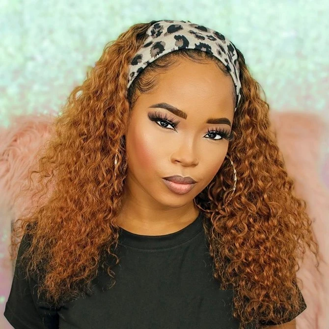 Cranberry Highlight Water wave Glueless Half Headband Wig 4/30 Color Human Hair Wig - Cranberry Hair
