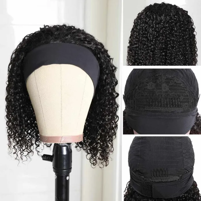 Cranberry Breathable Comfortable Headband Bob Deep Wave 180% Density Human Hair Beginner Wig