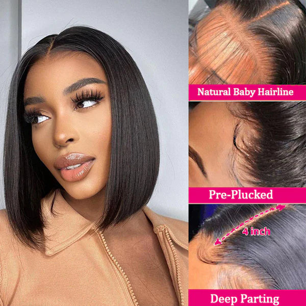 Cranberry Straight Hair 5x5 HD Lace Closure Short Bob Wigs