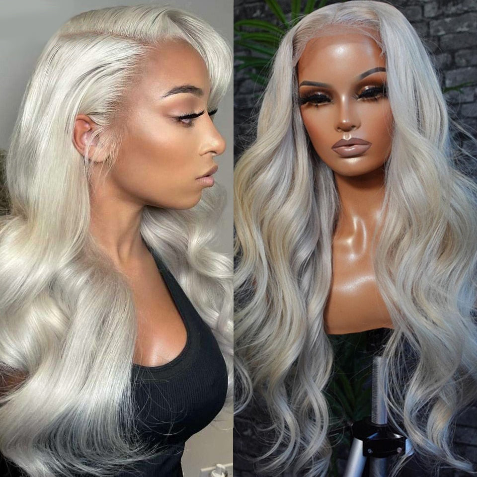 Cranberry Platinum Ash Blonde Lace Front Wig Transparent Colored 13X4 Lace Front Human Hair Wig
