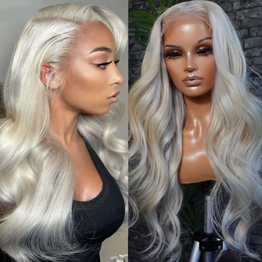 Cranberry Platinum Ash Blonde Lace Front Wig Transparent Colored 13X4 Lace Front Human Hair Wig