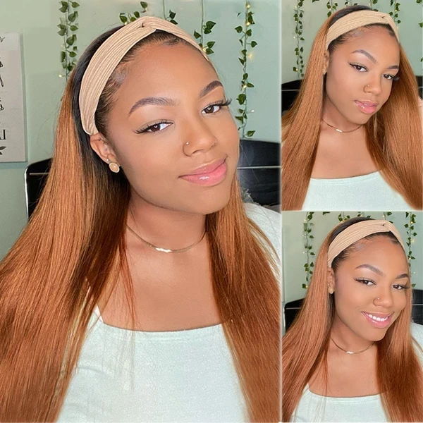 Cranberry Silky Straight  Color #4 Human Hair Wig Glueless Wig Brazilian Virgin Hair Machine Made Headband Wig 180% Density - Cranberry Hair