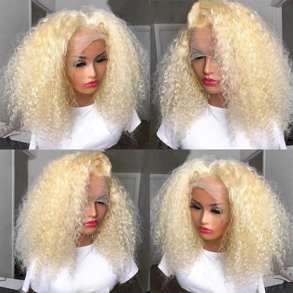 Cranberry Kinky Curly Lace Front Wig Pre Plucked 13x6/13x4 HD 613 Blonde Human Hair Wigs 180 Density