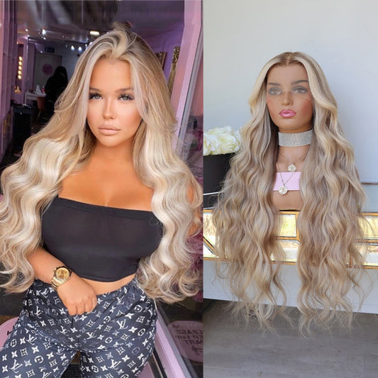Cranberry Transparent Lace Wigs Blonde Highlight Wig Human Hair 13x4 Lace Frontal Wig 180%