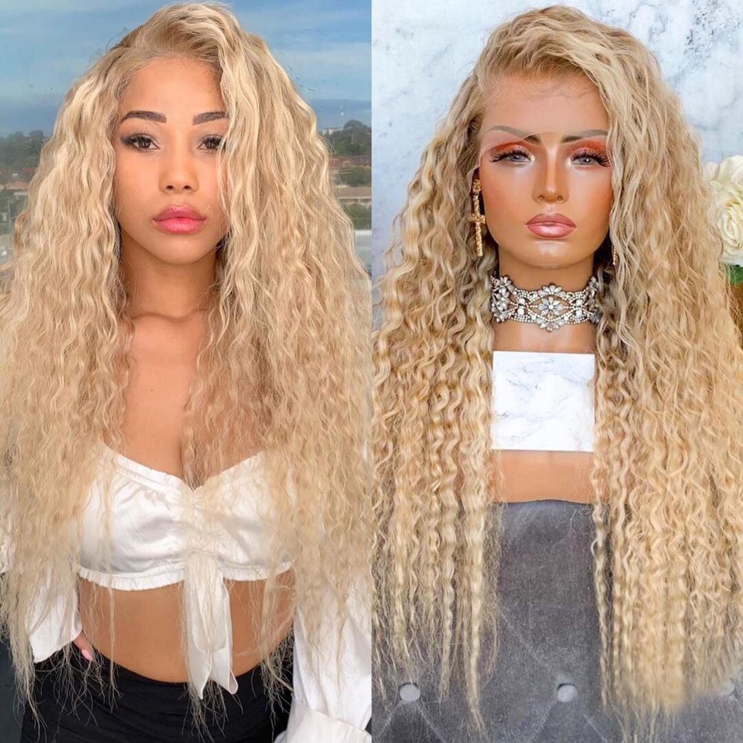Cranberry Blonde Curly Human Hair Wig Pre Plucked Side Part with Baby Hair 13x4 Lace Front Wig