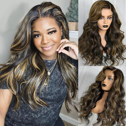 Cranberry Brazilian Human Hair Wigs Highlight Color Body Wave 13X4 Lace Front Wigs with Pre Plucked Hairline