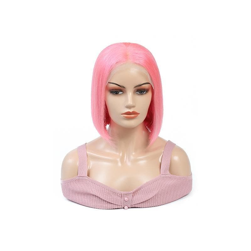 Cranberry Short Bob Lace Front Wigs Straight Pink Brazilian Human Hair Wigs - Cranberry Hair
