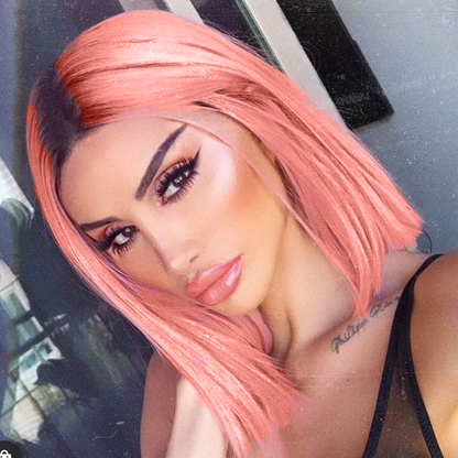 Cranberry 1B/Rose Pink Bob Straight 13X4 Lace Frontal Wigs For Black Women