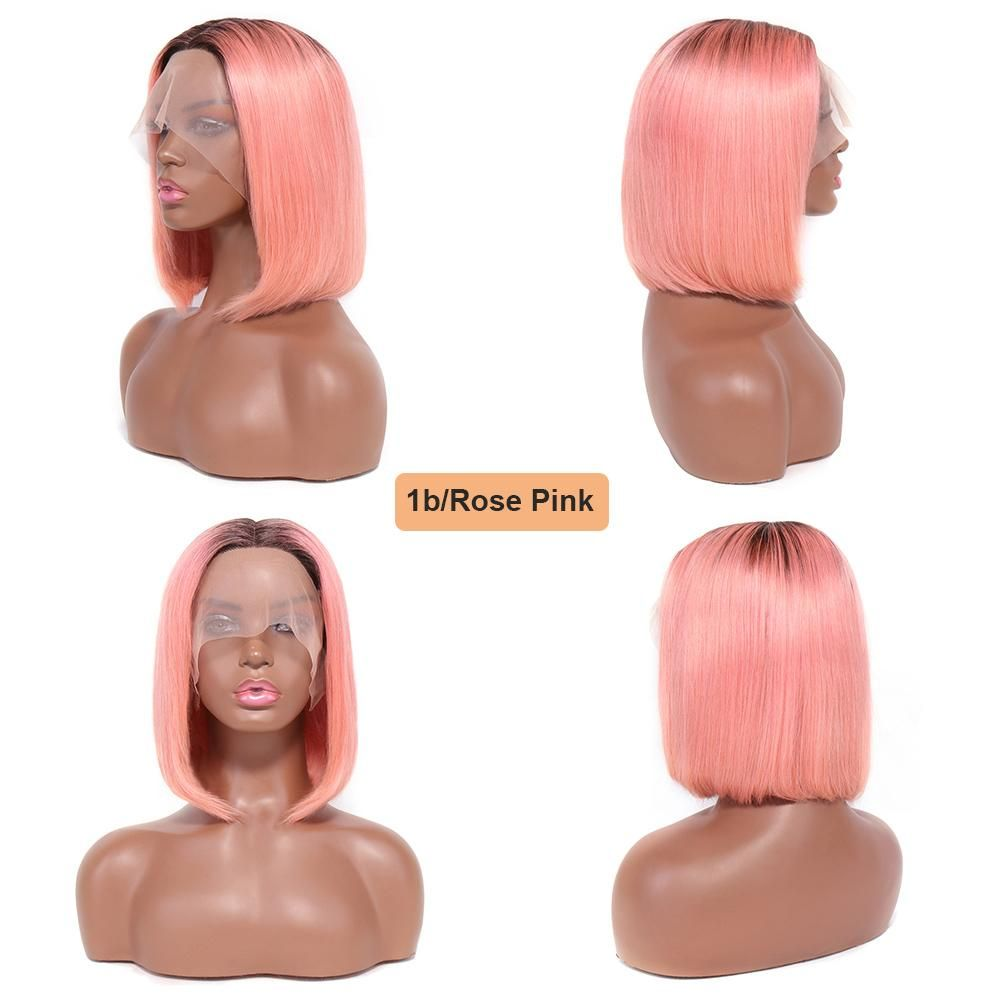 Cranberry 1B/Rose Pink Bob Straight 13X4 Lace Frontal Wigs For Black Women