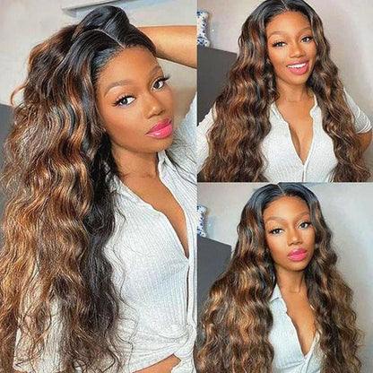 4/27 Highlight Blonde HD Lace Human Hair Wigs For Women 13x4 Brazilian Body Wave Honey Blonde Wig