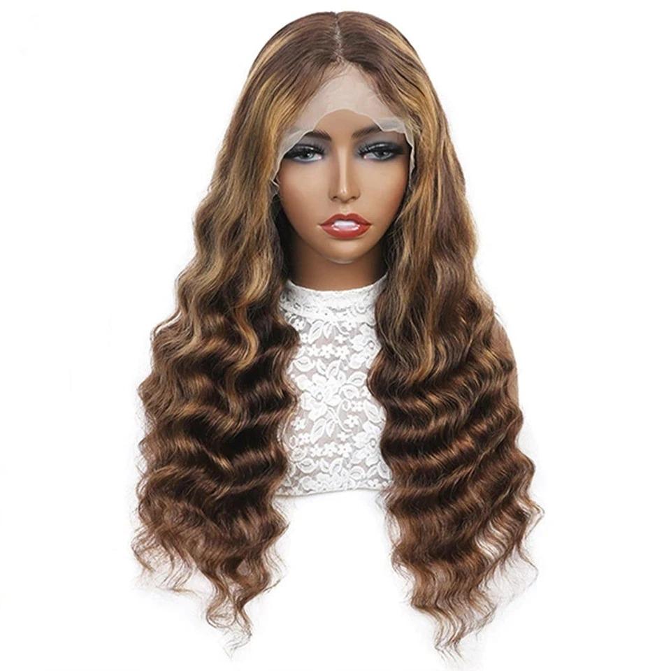4/27 Highlight Blonde HD Lace Human Hair Wigs For Women 13x4 Brazilian Body Wave Honey Blonde Wig