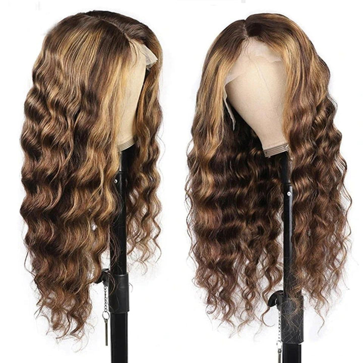 4/27 Highlight Blonde HD Lace Human Hair Wigs For Women 13x4 Brazilian Body Wave Honey Blonde Wig