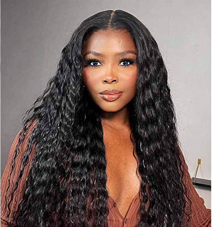 Cranberry Natural Black Flowy Bohemian Curly 13x4 Frontal Lace C Part Long Wig 100% Human Hair