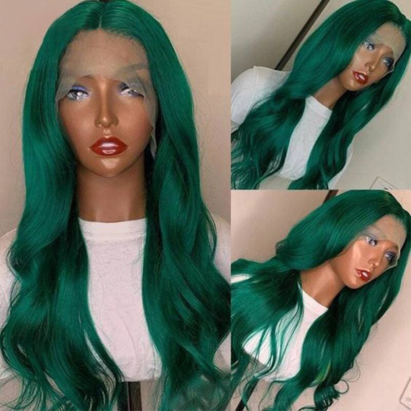 Cranberry Green/Dark Green Colored Human Hair Wigs 13x4 Lace