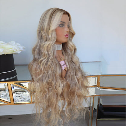 Cranberry Transparent Lace Wigs Blonde Highlight Wig Human Hair 13x4 Lace Frontal Wig 180%