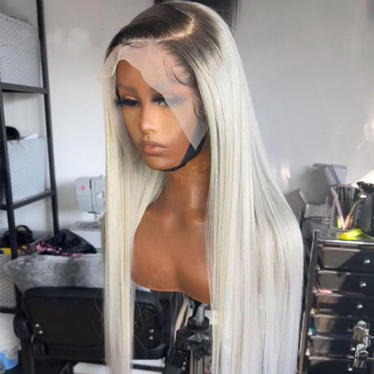 Cranberry Ombre Platinum Blonde Body Wave 13x4 Lace Front Human Hair Wigs For Women