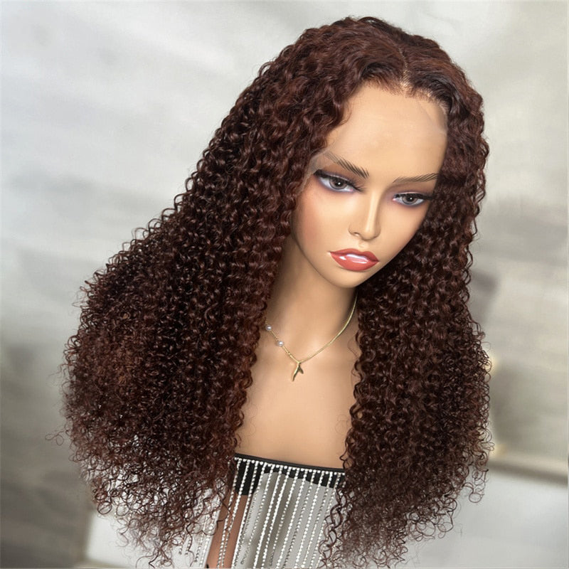 Cranberry 13*4 Lace Front Jerry Curly Wig Reddish Brown Dark Auburn Color Affordable Price For Sale