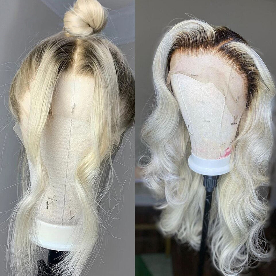 Cranberry Ombre Platinum Blonde 13x4 Lace Front Wig Human Hair Body Wave Wigs